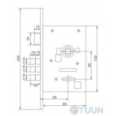 BRUNO 7055 set (handle on the bar + mortise lock 969-55 + 5cl) brass