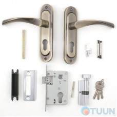 Bravo 50mm handle on the bar ant. brass + lock 1250/40 ant brass English 68mm 3cl