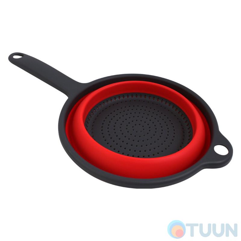 Arino folding colander with handle, silicone, red, 36*23*9 cm