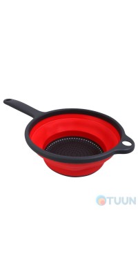 Arino folding colander with handle, silicone, red, 36*23*9 cm