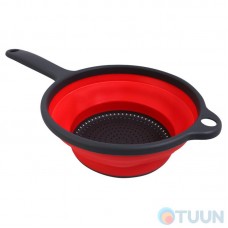 Arino folding colander with handle, silicone, red, 36*23*9 cm