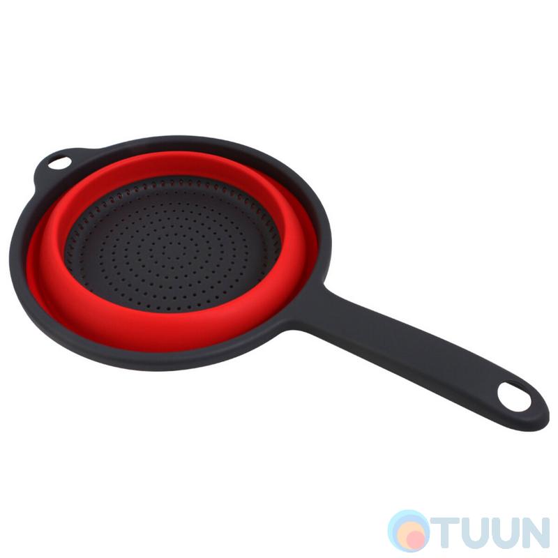 Arino folding colander with handle, silicone, red, 36*23*9 cm