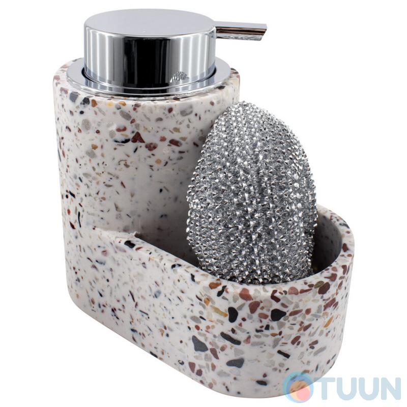 Liquid soap dispenser with sponge compartment Arino, colored crumbs