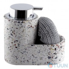 Liquid soap dispenser with sponge compartment Arino, colored crumbs