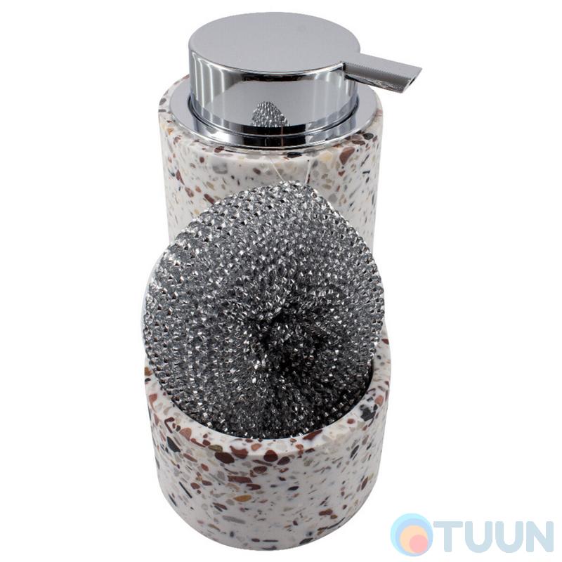 Liquid soap dispenser with sponge compartment Arino, colored crumbs