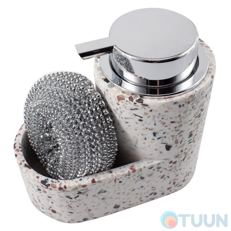 Liquid soap dispenser with sponge compartment Arino, colored crumbs