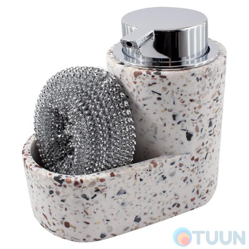Liquid soap dispenser with sponge compartment Arino, colored crumbs