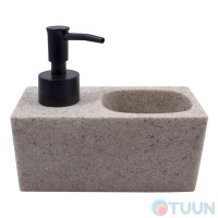 Liquid soap dispenser with sponge compartment Arino, beige, polyresin