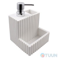 Дозатор жидкого мыла с отделением для губки Arino, белый песок, полирезин