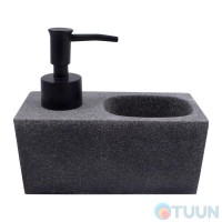 Arino Liquid Soap Dispenser with Sponge Compartment, Gray, Polyresin