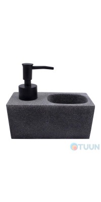 Arino Liquid Soap Dispenser with Sponge Compartment, Gray, Polyresin