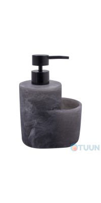 Arino Liquid Soap Dispenser with Brush Compartment, Matte Gray, Polyresin