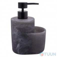 Arino Liquid Soap Dispenser with Brush Compartment, Matte Gray, Polyresin