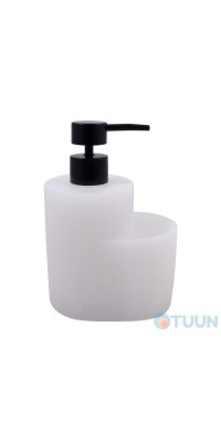 Arino Liquid Soap Dispenser with Brush Compartment, Matte White, Polyresin