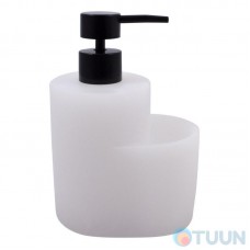 Arino Liquid Soap Dispenser with Brush Compartment, Matte White, Polyresin