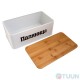 Arino bread bin with bamboo board, white, 33*18*12 cm