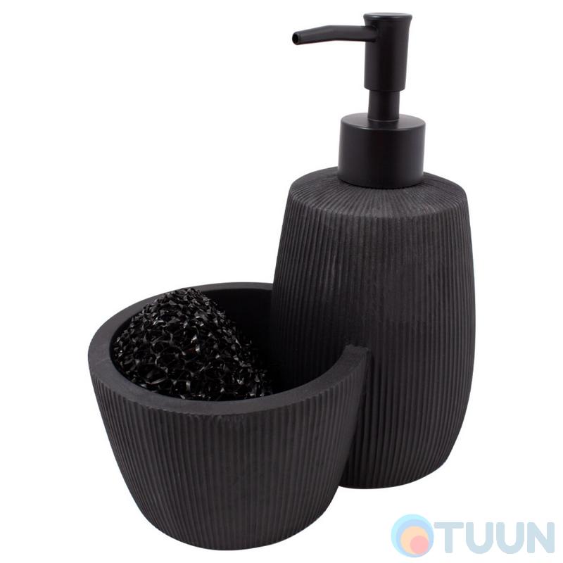 Arino Liquid Soap Dispenser with Sponge Compartment, Black