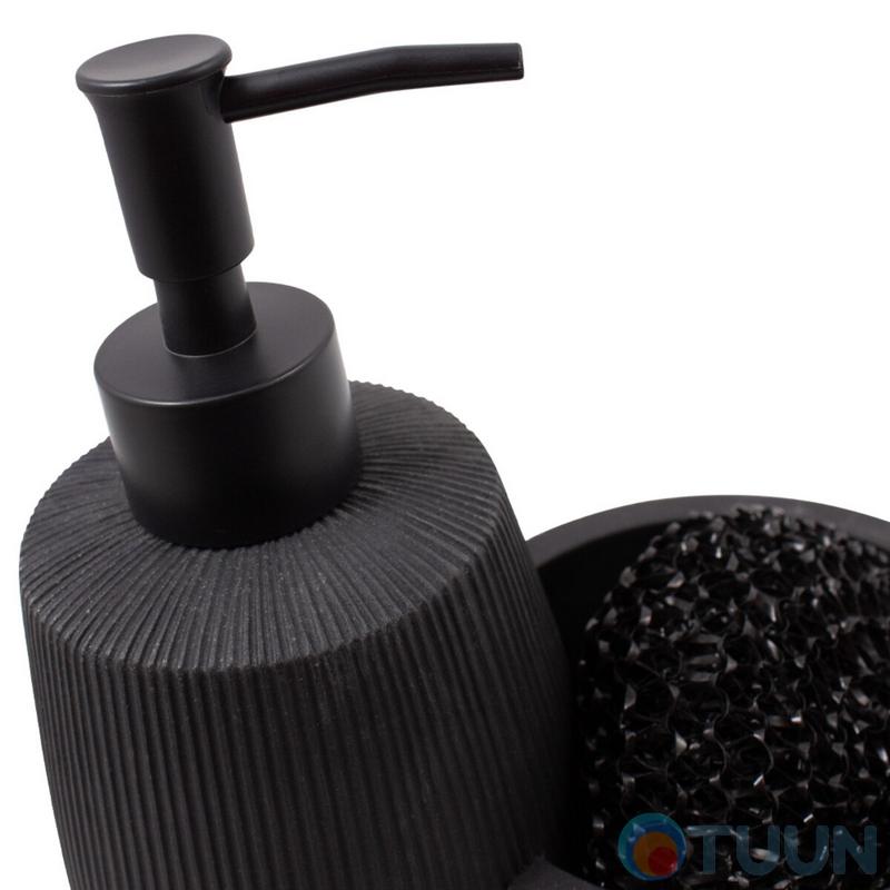 Arino Liquid Soap Dispenser with Sponge Compartment, Black
