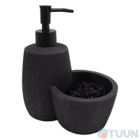 Arino Liquid Soap Dispenser with Sponge Compartment, Black
