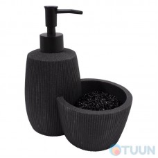 Arino Liquid Soap Dispenser with Sponge Compartment, Black