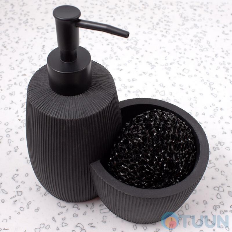 Arino Liquid Soap Dispenser with Sponge Compartment, Black