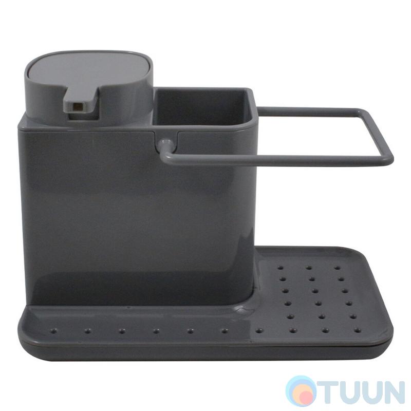 Arino Kitchen Organizer with Soap Dispenser, Gray