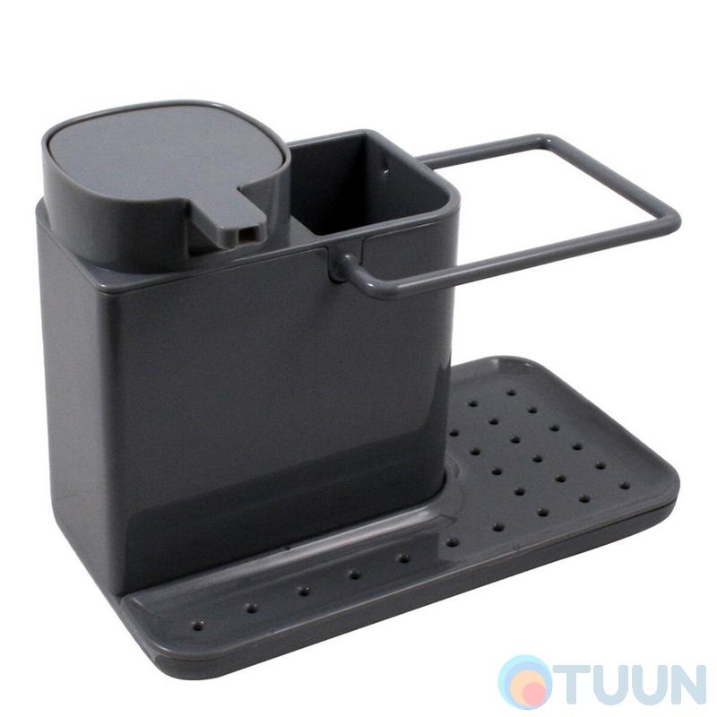 Arino Kitchen Organizer with Soap Dispenser, Gray