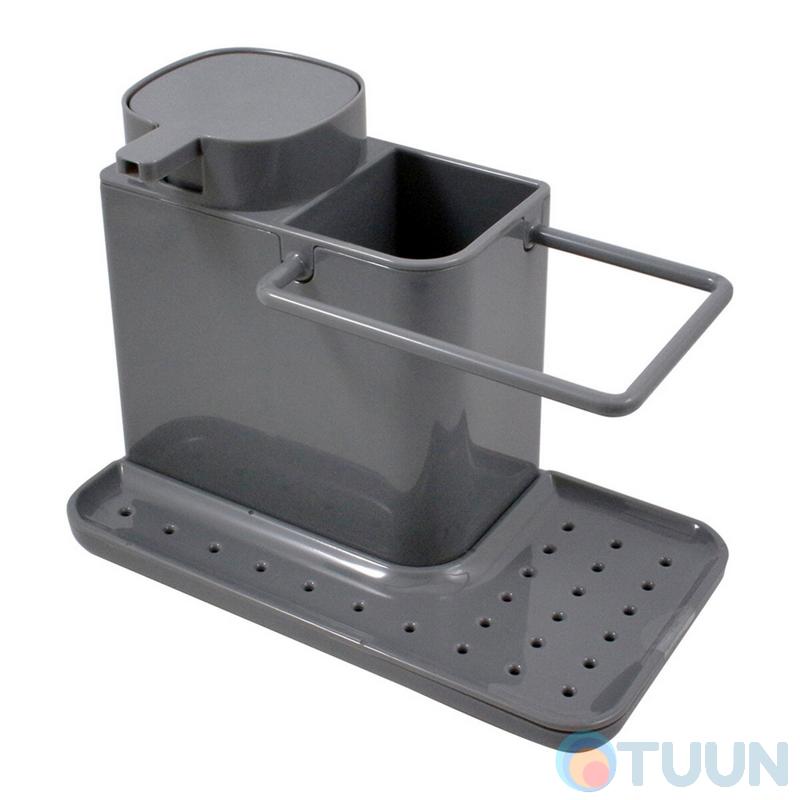 Arino Kitchen Organizer with Soap Dispenser, Gray