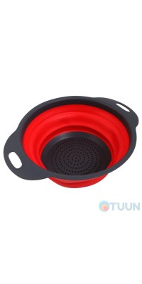 Arino folding colander with two handles, silicone, red, 24*19*8 cm