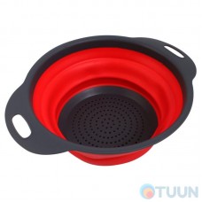 Arino folding colander with two handles, silicone, red, 24*19*8 cm