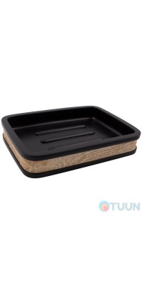 Trento Castellana soap dish, black/beige, polyresin