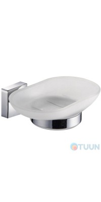 Trento Moderno Grande hanging soap dish, glass+chrome
