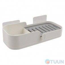 Arino soap dish with storage shelf Home, tape, white, ABS plastic