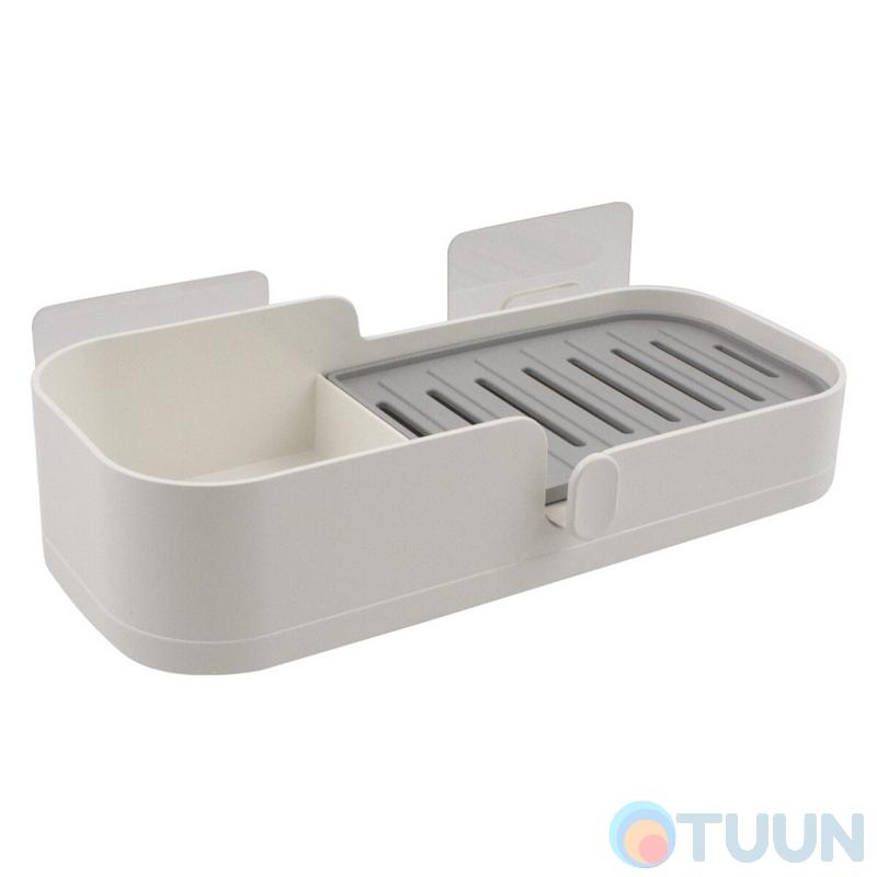 Arino soap dish with storage shelf Home, tape, white, ABS plastic