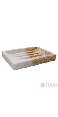 Trento Lattico soap dish, white/beige, polyresin