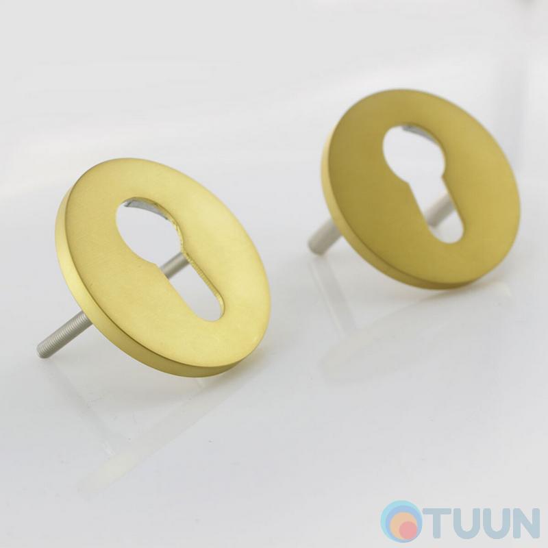 Дверна накладка під циліндр M&T Up/Down 095722 d54 mm TIN-A титан/латунь матова