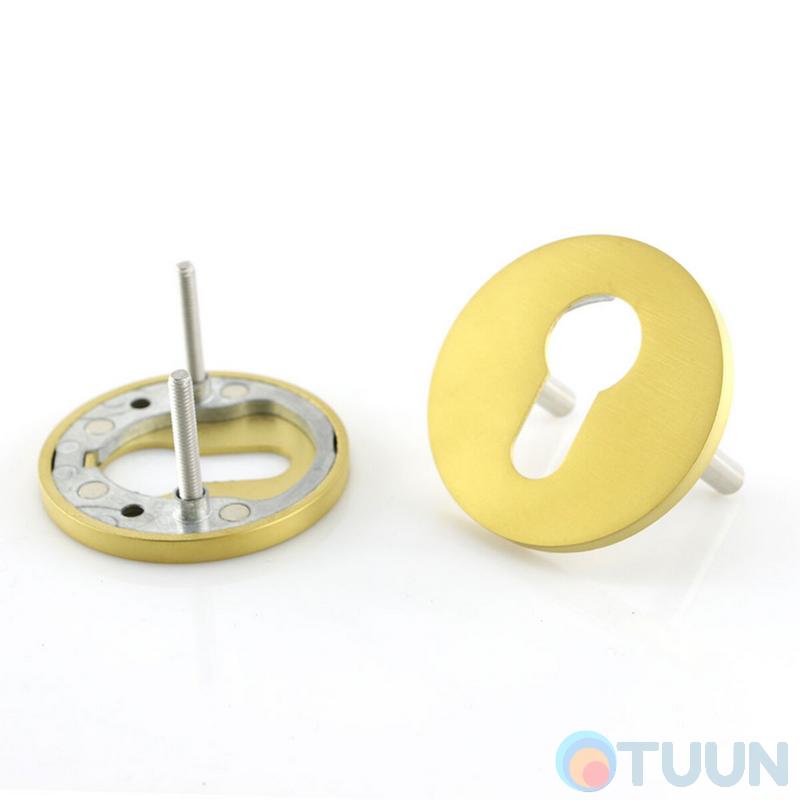 Дверна накладка під циліндр M&T Up/Down 095722 d54 mm TIN-A титан/латунь матова