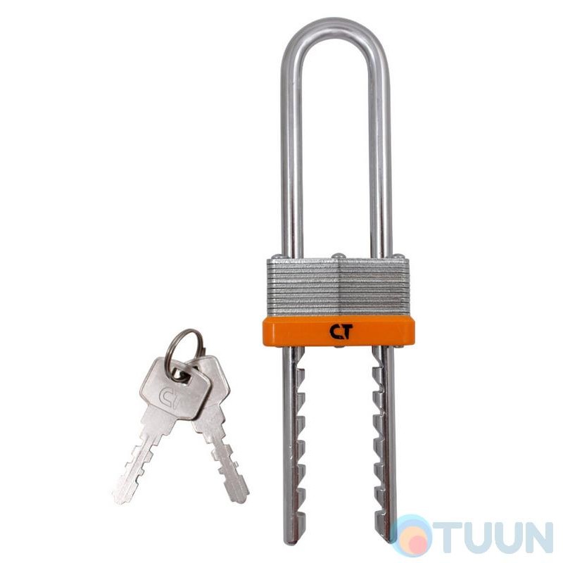 Comit padlock open with adjustable shackle 75-120mm (barn) 2-lock orange