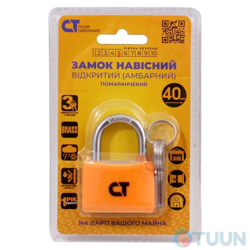 Comit padlock 40 mm open (barn) 3-lock orange