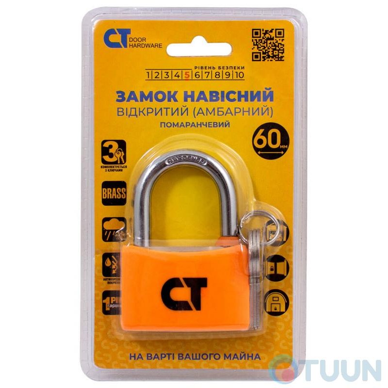 Comit padlock 60 mm open (barn) 3-lock orange