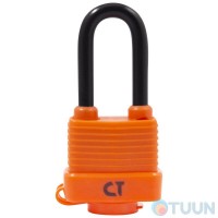 Замок навісний Comit 40 мм відкритий з гумовим ковпачком (амбарний) 3кл помаранчевий