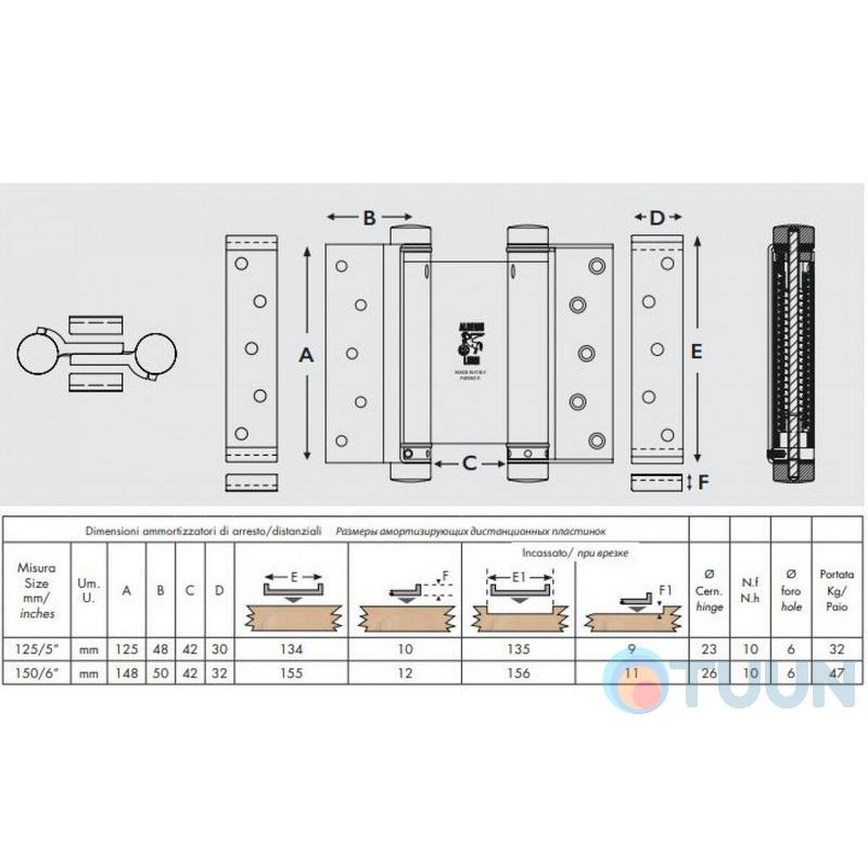 Петля барна 101SN125B с тормозом мат никель 125мм