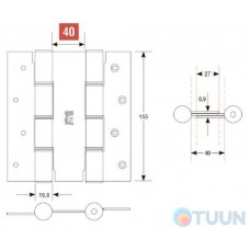 Петля барная 87AB155-40 античная латунь 155мм