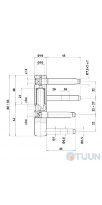 Петля Otlav CF495160H117-CG495160H102 бихромат (штырь в короб 38мми)