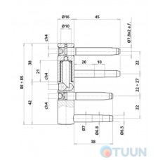 Hinge Otlav CF495160H117-CG495160H102 bichromate (pin in box 38mm)