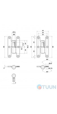 Петля карточная Otlav CI055140P203 черный DX левая