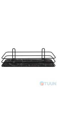 Arino bathroom shelf, rectangular, steel, 2 mounting methods, black marble