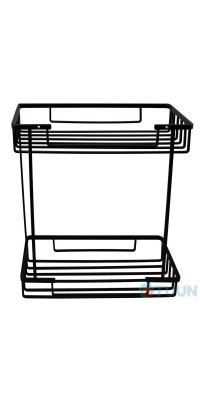 Trento double rectangular mesh shelf SS304 black