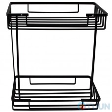 Trento double rectangular mesh shelf SS304 black