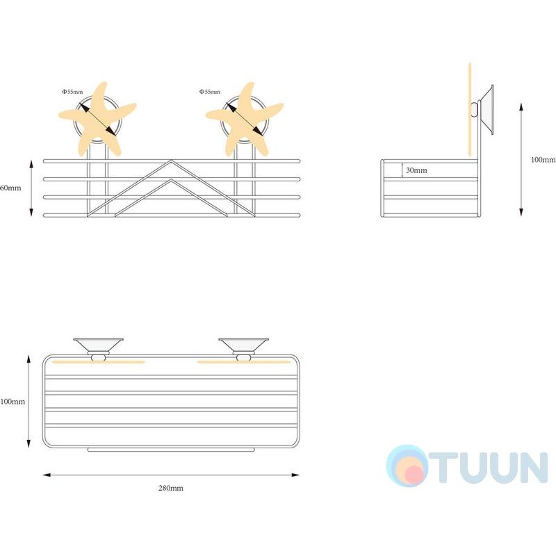 Rectangular grid shelf "White Starfish" 2712